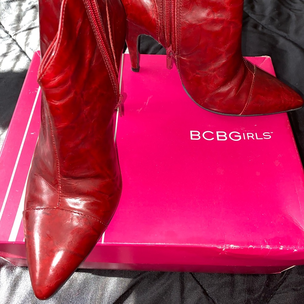 Rudy red rugged pointed toe booties boots